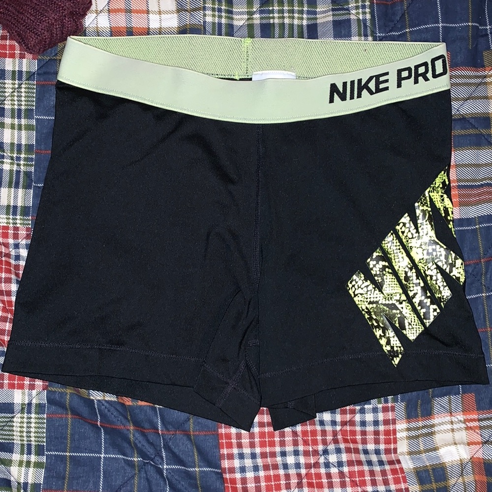 Black Neon Yellow Nike Spandex shorts